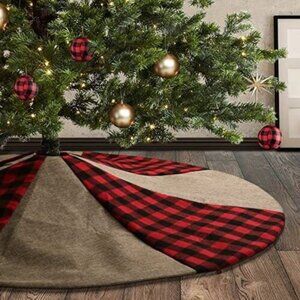 Meriwoods Christmas Tree Skirt 48 Inch Large Burlap Buffalo Plaid Tree Collar...